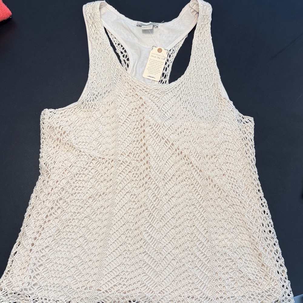 Lucky Brand Cream Crochet Tank Top